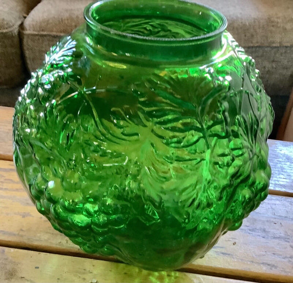 Vtg Mid Century Modern Hanging Swag Light Lamp Green Glass Globe Grapes part