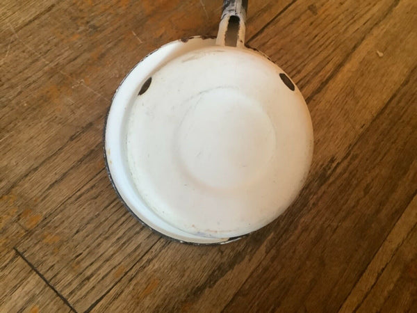 Vintage White & Black Enamelware enamel Long Handle Ladle / Dipper