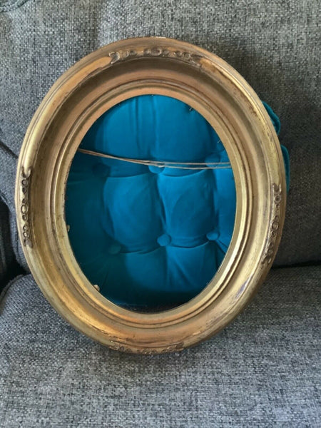 ANTIQUE VTG GOLD GILT Carved WOOD OVAL PICTURE FRAME