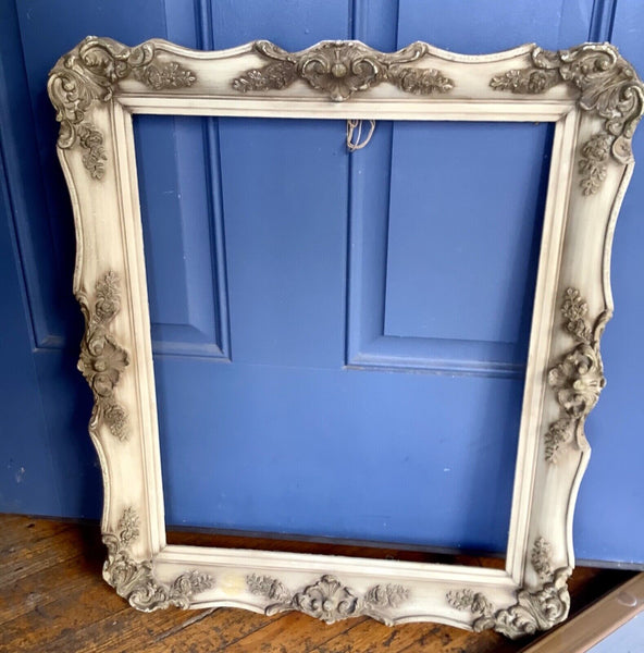 Vintage wood wooden carved French Provincial Picture Frame With photo baby glass