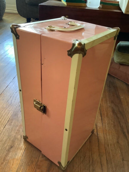 Vintage Vogue Doll with Lot of Clothes dress hangers  and trunk pink