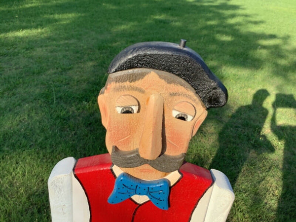 Vintage woodendipity French man Frenchmen Butler Serving smoking Tray Stand