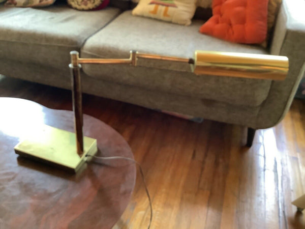 Vtg Brass Adjustable Swinging Arm desk table Pharmacy Table Lamp mid century