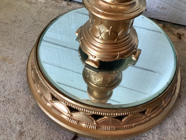 Vtg Art Deco Funeral etched glass mirror base antique torchiere floor lamp rare