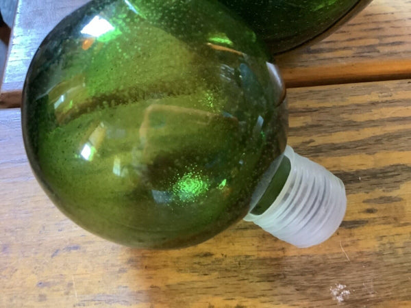 Vtg Green Mid Century Glass Decanter Bubble bottle Vintage stopper