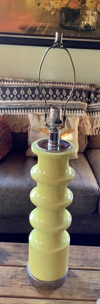 BRIGHT YELLOW LAMP VINTAGE MCM  TABLE MID CENTURY MODERN Retro ceramic pottery