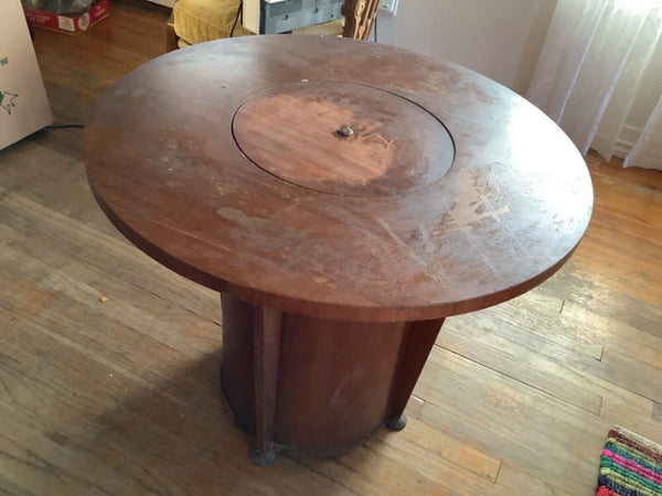 Vtg mid century modern retro pop up wood bar cocktail surprise table Art Deco