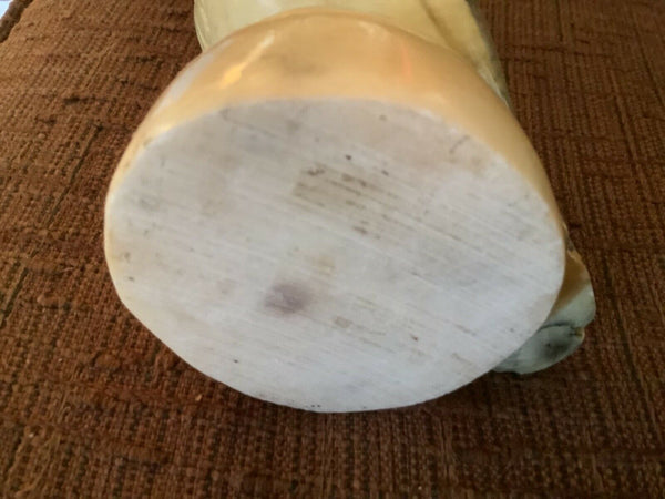 Vintage Stone Statue Figurine carved Alabaster Owl bird  mid century modern