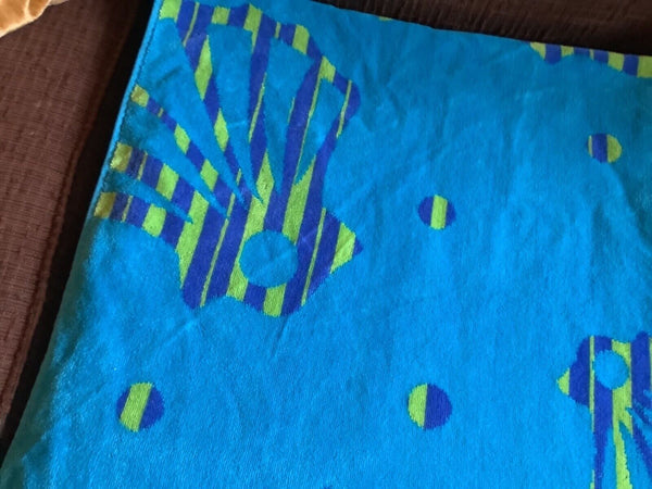 VTG Palm Cove  tree Franco Towels 100% Egyptian Cotton Shell Beach blue green