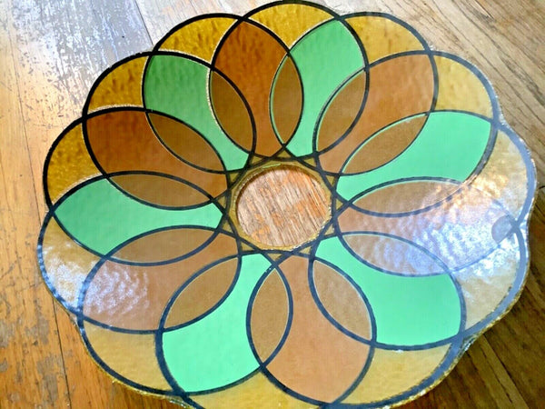 Vtg Retro mid century modern Glass Atomic Ceiling Mount Light Fixture Shade