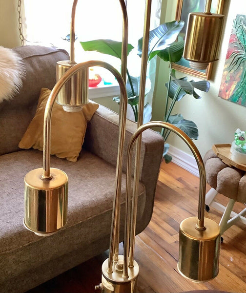 Vtg MID CENTURY MODERN 4 ARM WEEPING WILLOW WATERFALL BRASS table desk LAMP