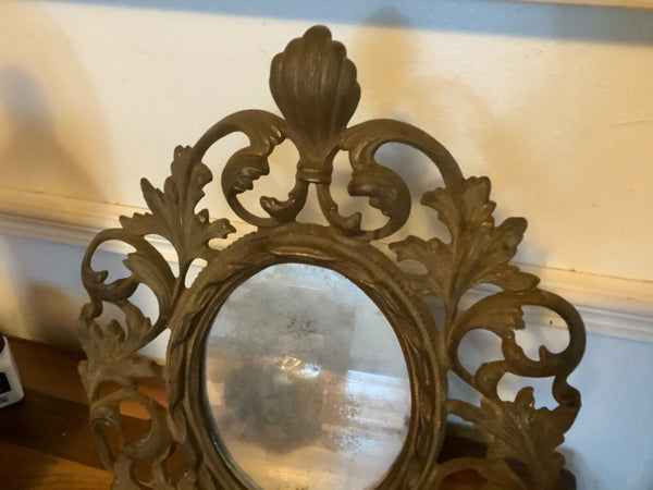 VTG Ornate BRASS FRAME Picture Art Nouveau Hollywood Regency Scrolled Antique 2