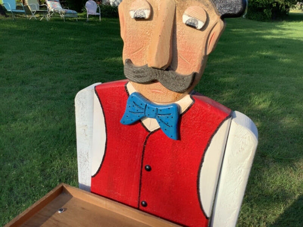 Vintage woodendipity French man Frenchmen Butler Serving smoking Tray Stand