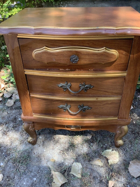 Vtg pair Sears French Provincial Hollywood Regency Nightstand Table Dixie Bonnet
