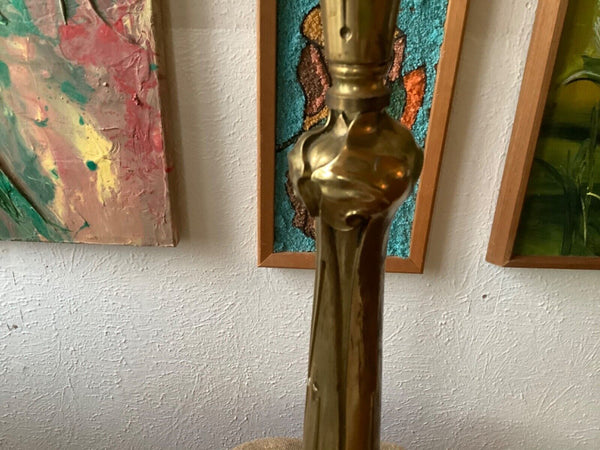 Vtg Mid century modern  brass lily Pad Lotus table Floor Lamp double socket mcm