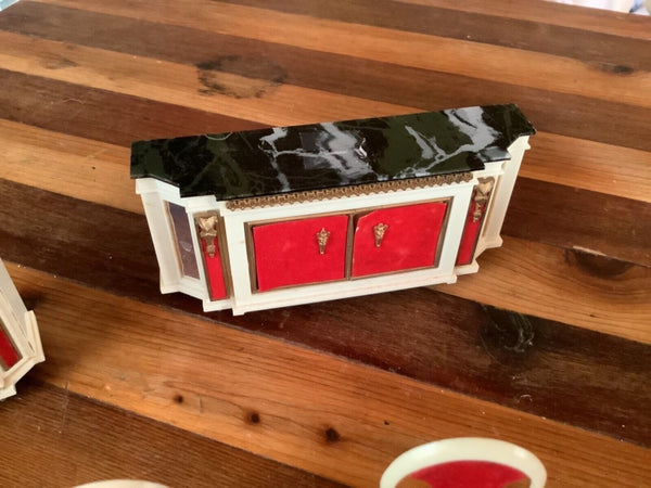 Ideal GORGEOUS DINING ROOM SET Vtg Miniature Dollhouse Furniture mid Century mod
