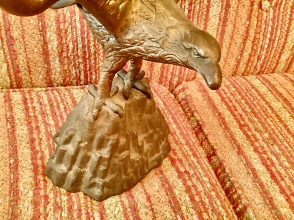 VtG LARGE Cast Brass Eagle Rock Mid Century Modern Americana sculpture