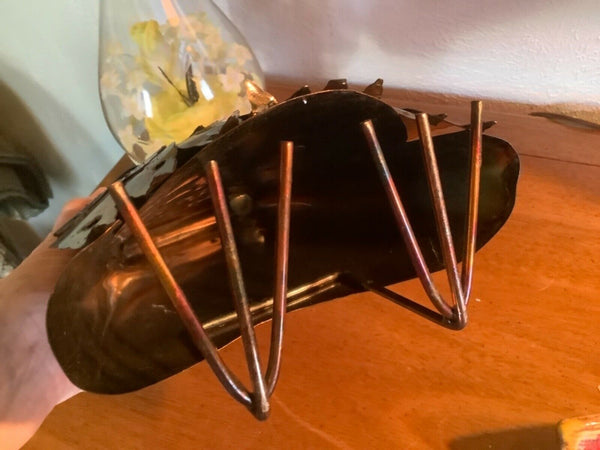 Vtg Brutalist Metal tin Owl Sculpture retro  mid century modern mcm copper brass