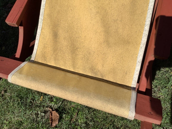 Vtg Beach Sling Chair red Wood & Canvas Deck Beach Pool Lounge Chair  Folding