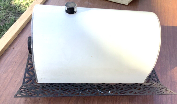 Vtg mid century modern mesh metal  Wall Sconce milk glass shade Light fixture