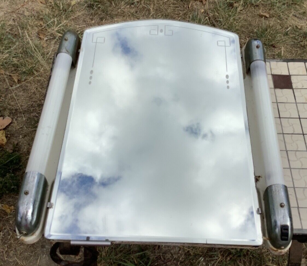 VTG MCM Chrome Deco Recessed Metal Lighted Medicine Cabinet Glass Shelves chest