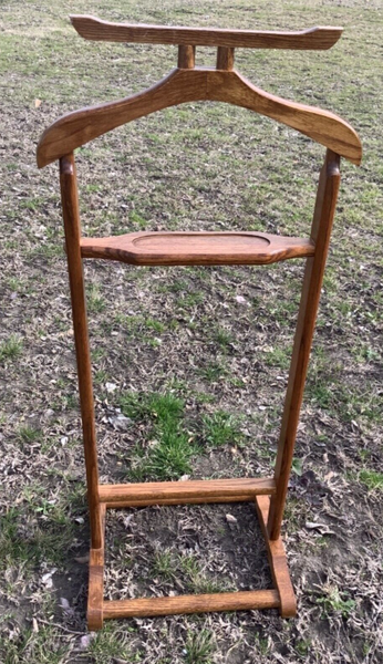 Vtg Centurion Solid Oak Wood Butler Valet Suit Rack Stand Clothes Hanger
