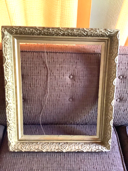 ANTIQUE VTG GESSO wood wooden gold  carved FRAME art ornate