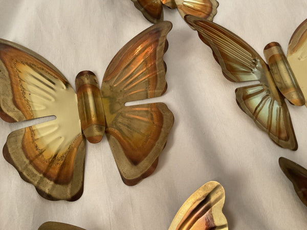 Vintage Set of 6 Brass Butterflies Home Interiors Metal Wall Art Decor  HOMCO