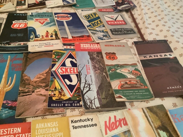 Vtg Road Maps From States USA Lot 82 Shell Phillips 66 gulf some 1950’s 1960’s