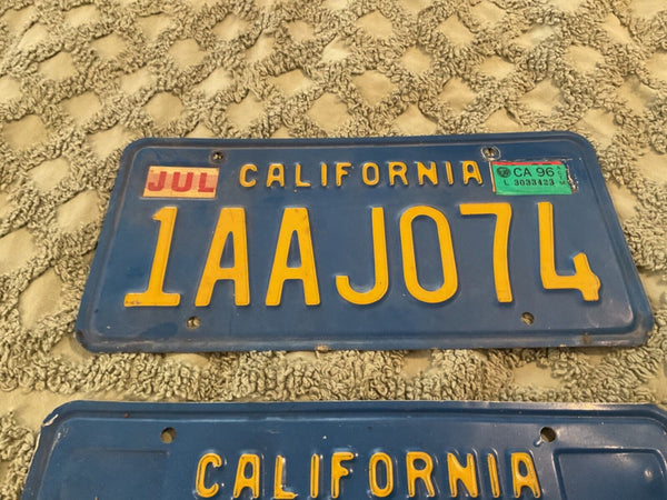 Vtg  1980s-90s DMV California License Plate matching pair