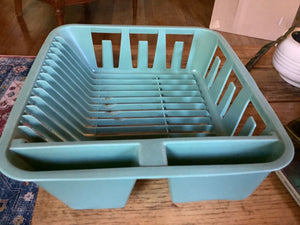 Vintage Rubbermaid Twin Sink Dish Drainer green blue turquoise