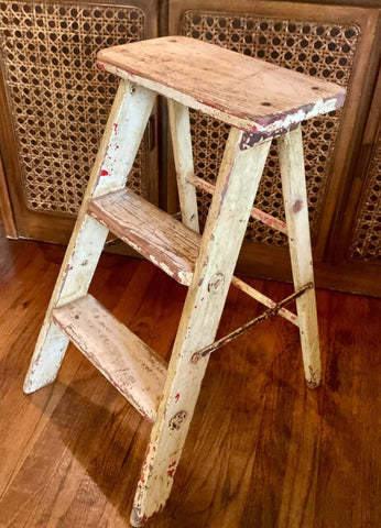 Vtg  wood Wooden Step Ladder  Rustic Farmhouse plant stand plantstand painted