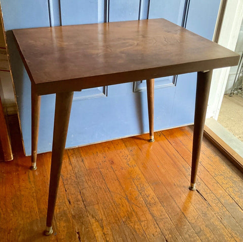 Solid Mid Century Modern Design Walnut Cube End Table  Formica Top