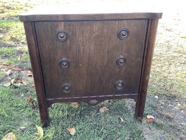 Vintage Antique oak Sewing Cabinet chest Stand Table storage