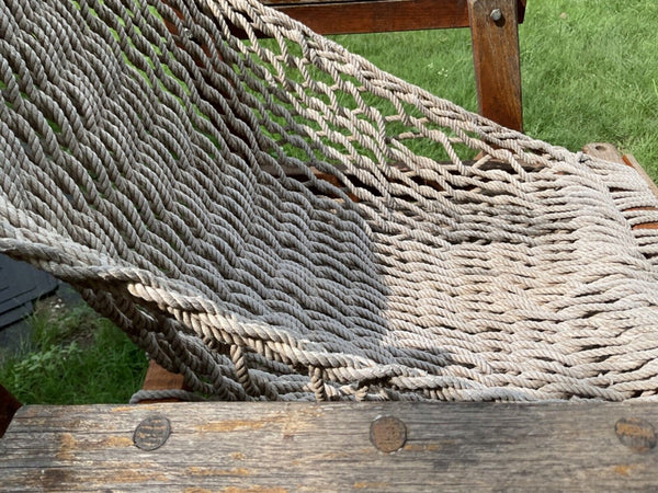 Vintage rare Hatteras Hammocks Woven Rope stool chair seat wood wooden