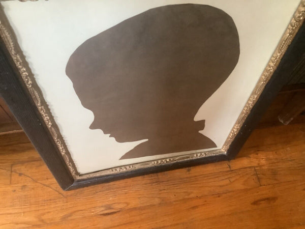 Vintage Silhouette Picture Young Boy Papercut Portrait Cut Out gesso wood Frame