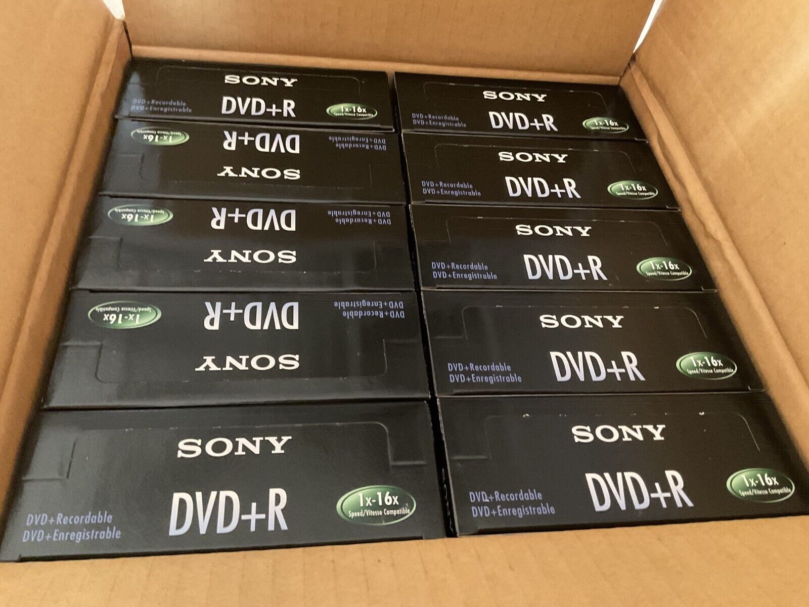 Lot 10 Sony DVD + R 10 Pack Discs With Cases 120 min 4.7 GB Blank New Sealed