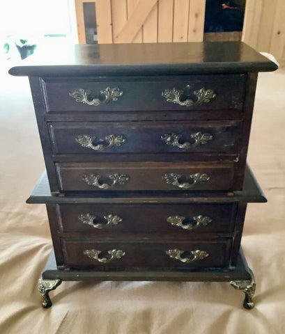 Vtg  Musical music chest Dresser Jewelry Box 5 drawers dresser wood wardrobe
