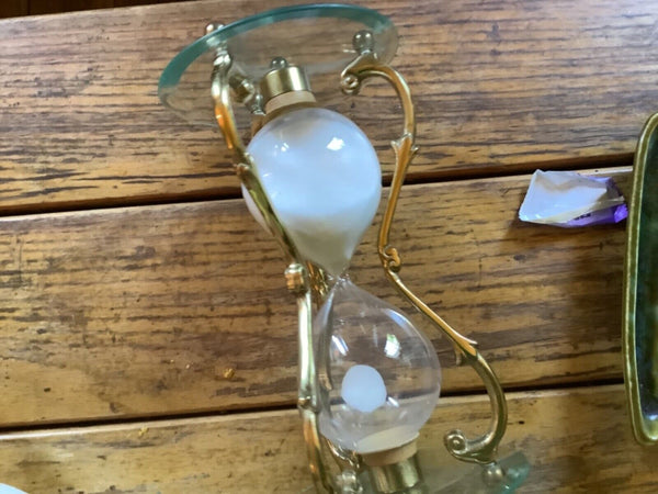 Vintage Brass & Glass Sand Hour Glass hourglass Timer Nautical Maritime Antique