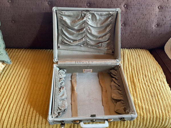 Vintage Samsonite  mid century  Shwayder Bros cream marble  Suitcase Luggage