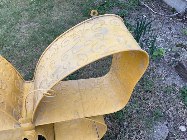 Vintage yellow Butterfly  metal Shelf 2 Tier Wall Mount table top standing