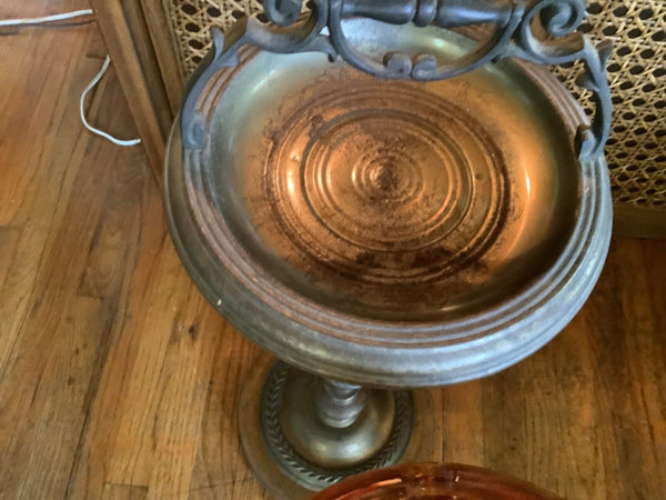 Vtg Art Deco brass Floor Ashtray Cigar Room Lounge Smoking Stand 1950s