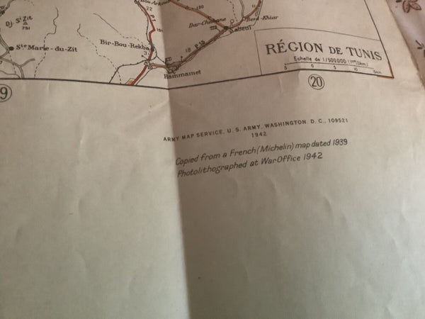 Vtg WWII U.S. Army Military war ROAD MAP West AFRICA 1942 FIRST EDITION no. 151
