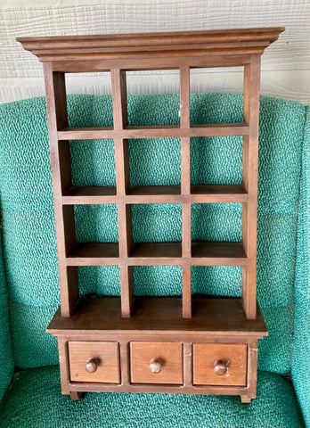 Vtg Storage Organizer Cube  cubby Display  Shelf +2 Drawer spice cabinet chest