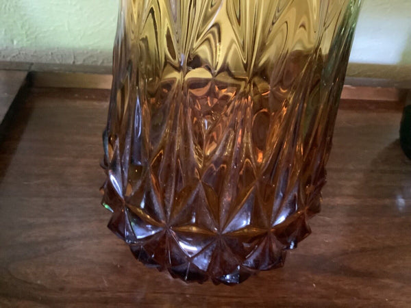 LE Smith Viking?  UNIQUE Amber Diamond Pattern Swung Stretched Glass Vase