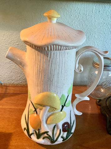 VTG mid century 1970's ARNELS Ceramic Mushroom Brown Coffee Tea Pot w/Lid Retro