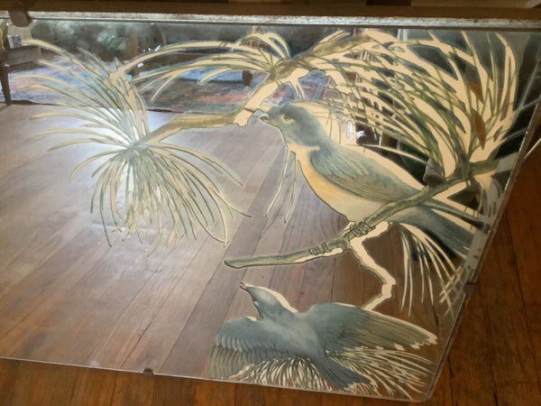 Vintage Framed Wall Art birds in a tree Art Deco Style Mirror mid century mcm