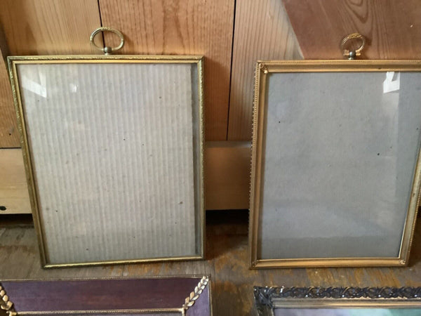 Lot of 5 Vintage Brass Metal Gold Tone Picture Frames Easel Back 8x10 5x7 Bifold