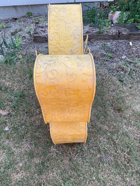 Vintage yellow Butterfly  metal Shelf 2 Tier Wall Mount table top standing