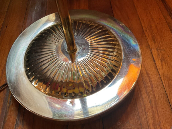 gold Brass Adjustable Floor Lamp Shell clam Shade Vintage Modern MCM mid century